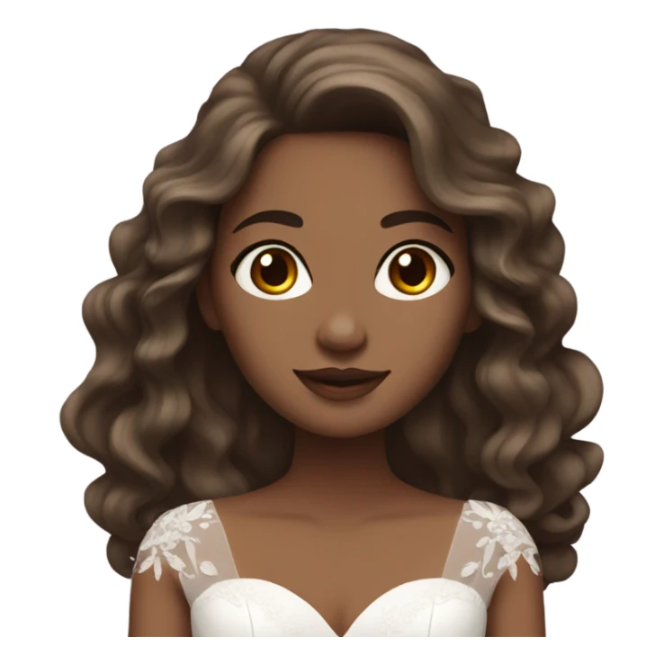bride with brown long wavy hair, brown eyes sticker