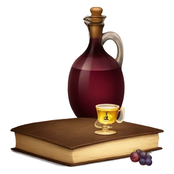 vintage carafe of wine with book sticker