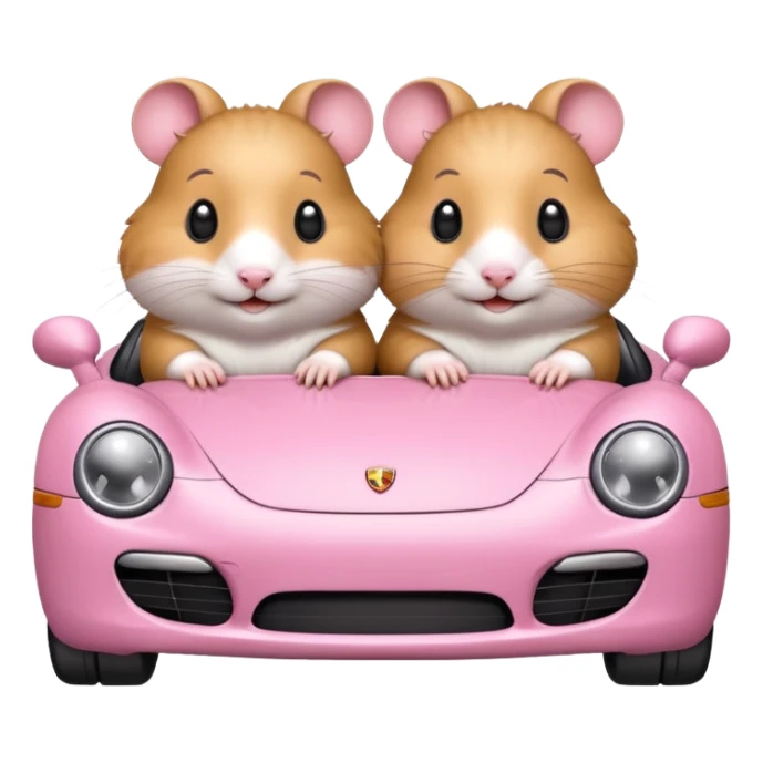 2 cute couple hamsters in a pink Porsche  sticker