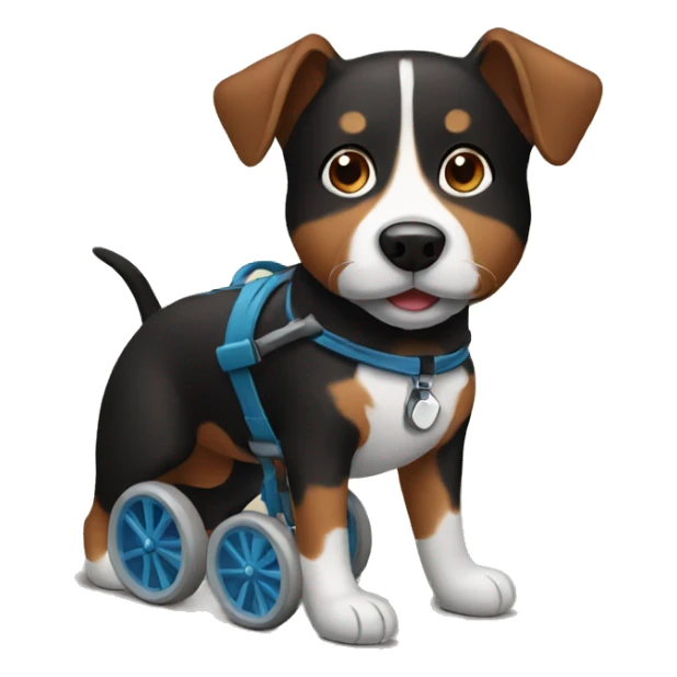 Black and brown Dog with a wheelchair sticker