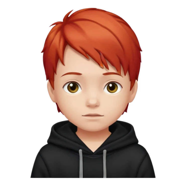 child with red hair and black hoodie sticker