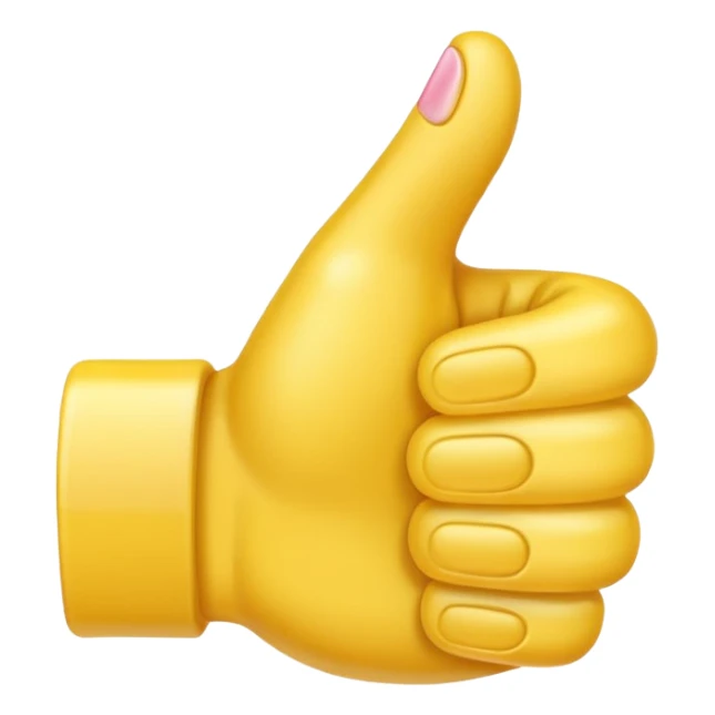 a thumbs up emoji with a thumb also pointing down attached below the pinky finger sticker