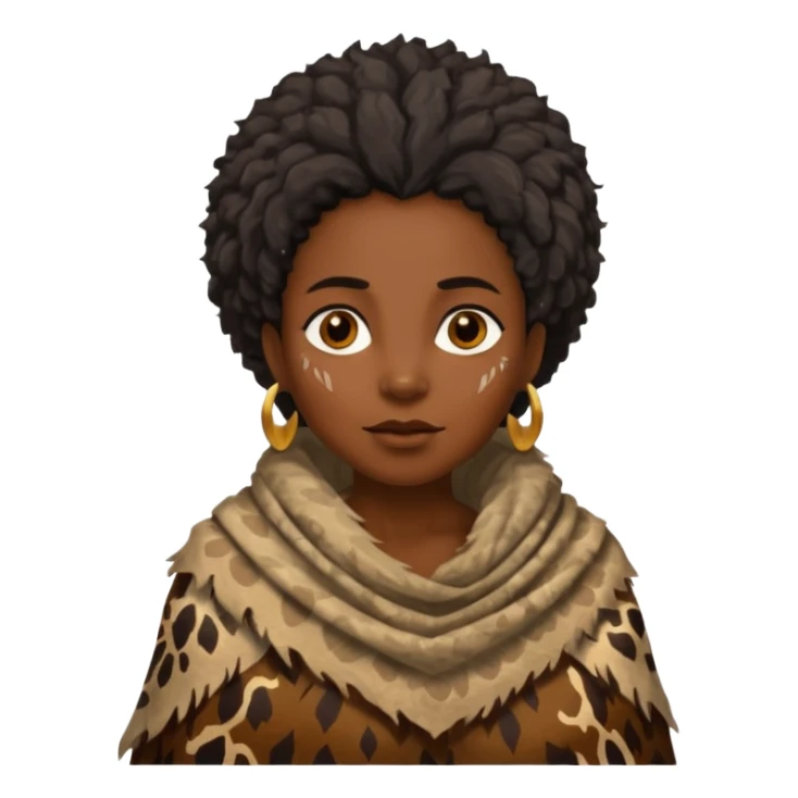 ancient hairy black woman, tattered animal skin shawl sticker