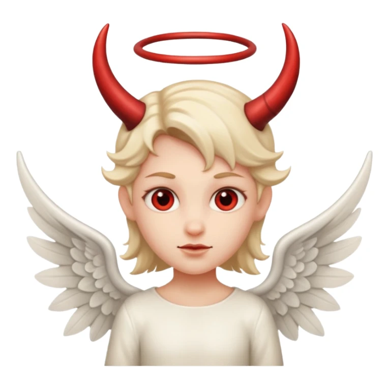 mush up the devil emoji with the angel one, I want it to be angel with devil horns sticker