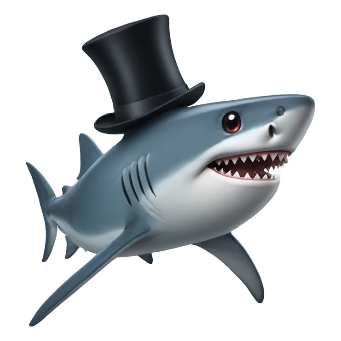 Shark with a top hat sticker