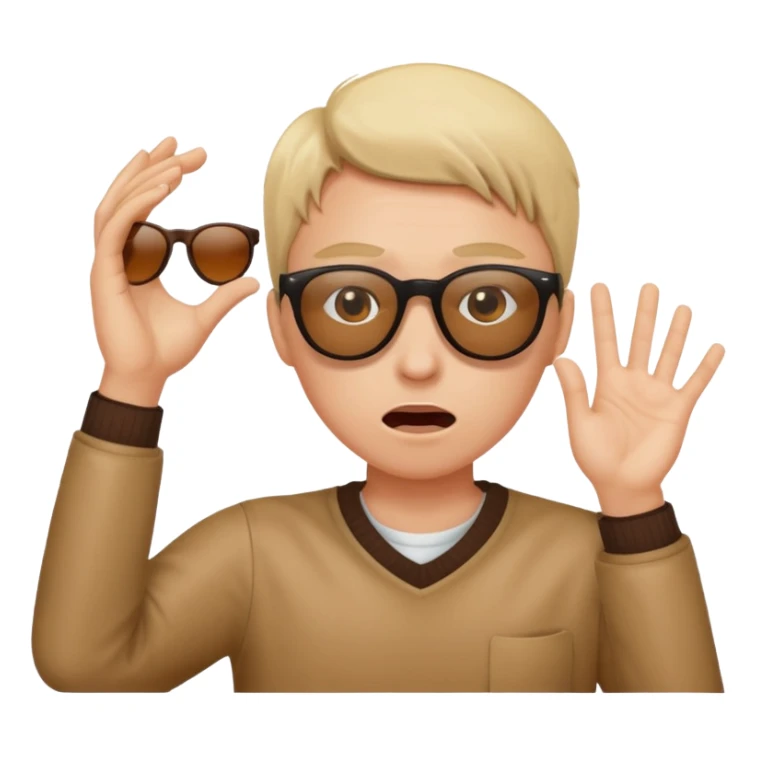 shocked face but using one hand to pull sunglasses off. only half of their eyes will be visible
 shocked face but using one hand to pull sunglasses off. only half of their eyes will be visible sticker