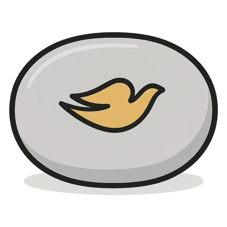 minimalist oval Dove soap bar with golden dove logo, transparent background sticker