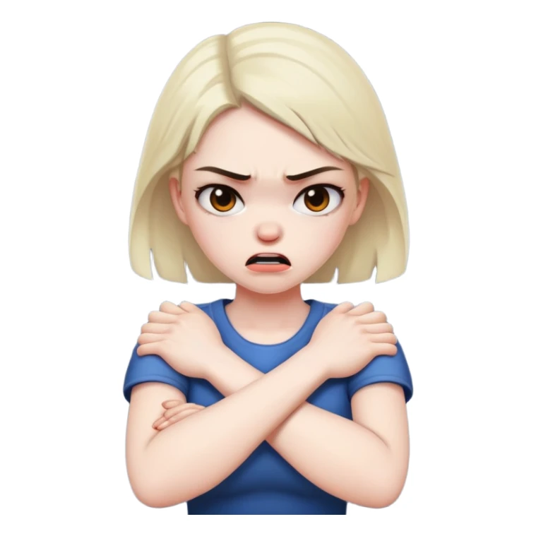 angry girl holding her neck with crossed arms sticker