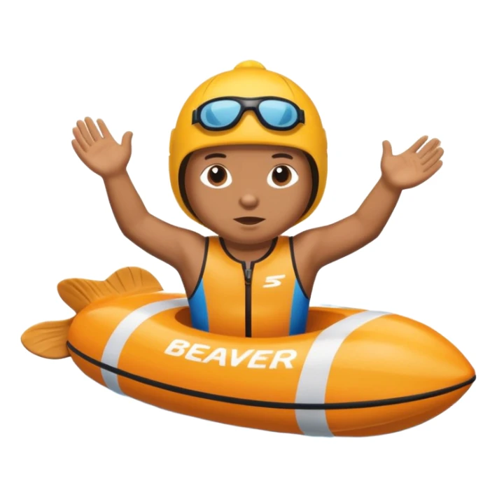 A focused beaver swimmer wearing a racing suit, diving past a floating buoy.


 sticker