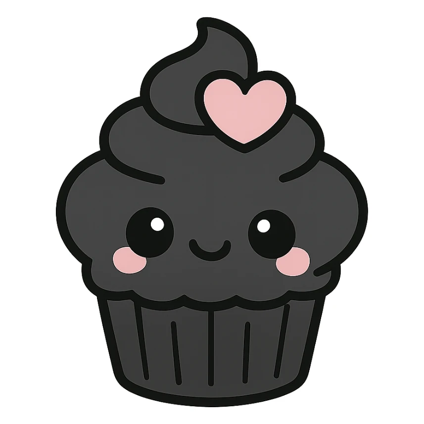 gothic cupcake, black and pink colors sticker