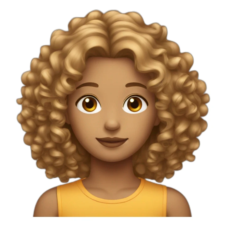 Curly hair middle part tan sticker