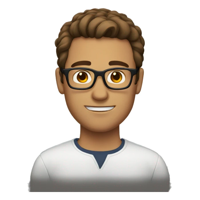 man with brown hair and glasses sticker