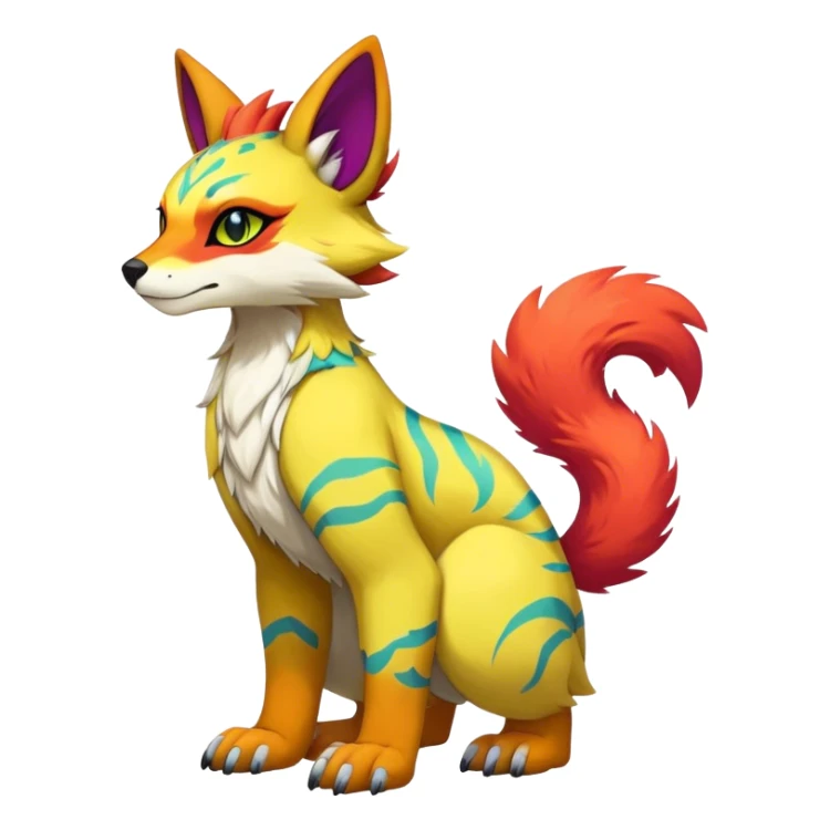 colorful anthro vernid fursona Fakemon sticker