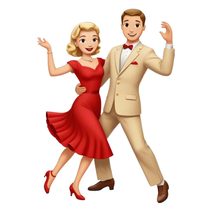 White couple dancing 50s make her dress red  sticker