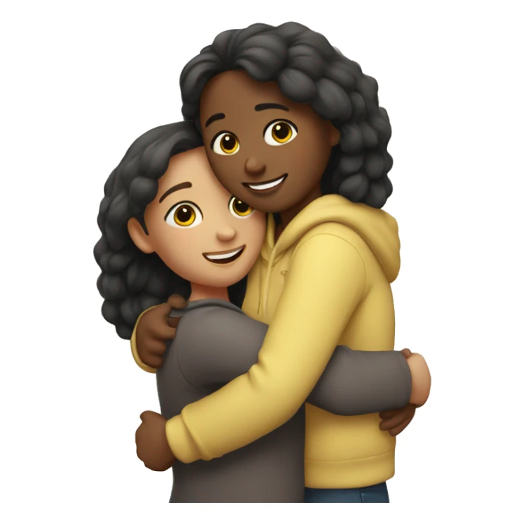 2 girls couple hug with warm smiles sticker