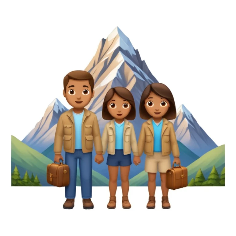 family photo, travelling mountains background sticker