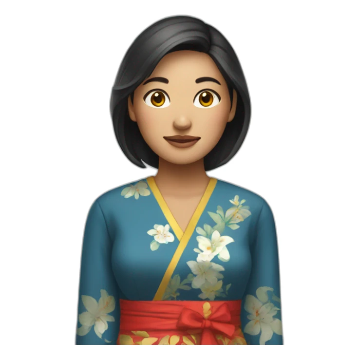 Woman wearing tradional vietnam clothes sticker