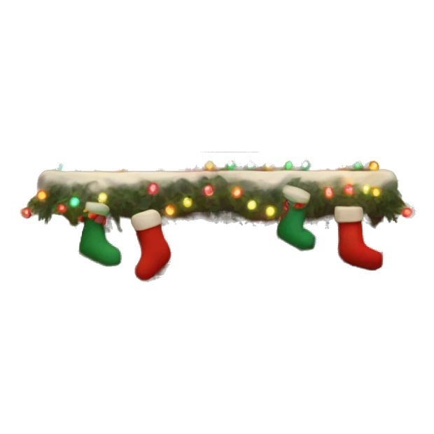 Brick Fireplace with and Christmas lights and stockings sticker