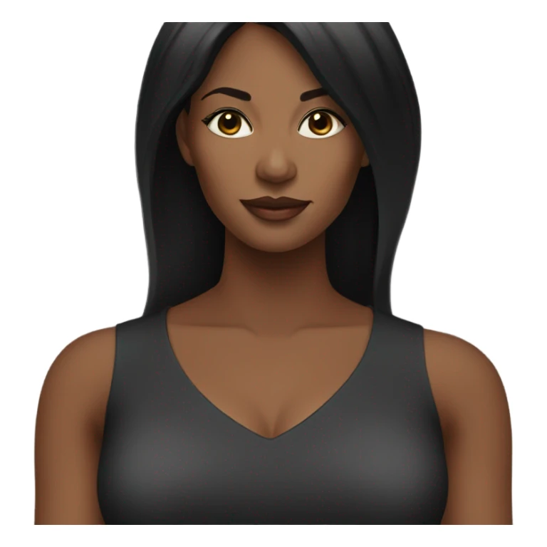 black woman with black long hair and a nice top sticker