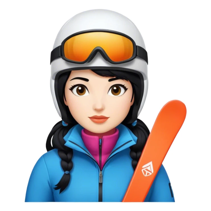Ski woman black hair sticker