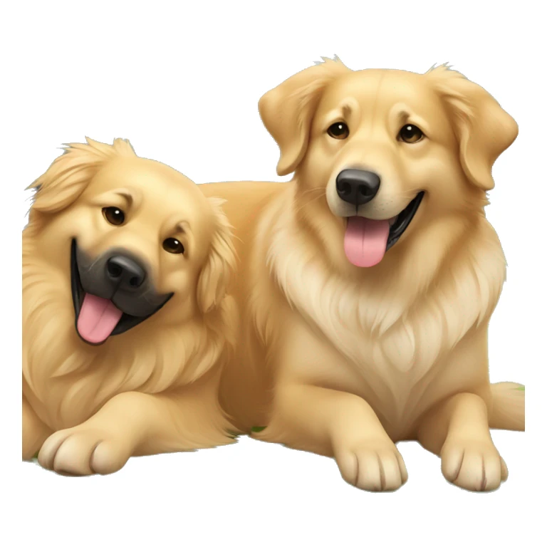 golden retriever hugging german shepherd both with their tongue out sticker