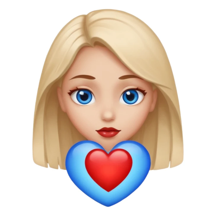 Cara enamorada con un ojo de corazón azul y el otro rojo  sticker