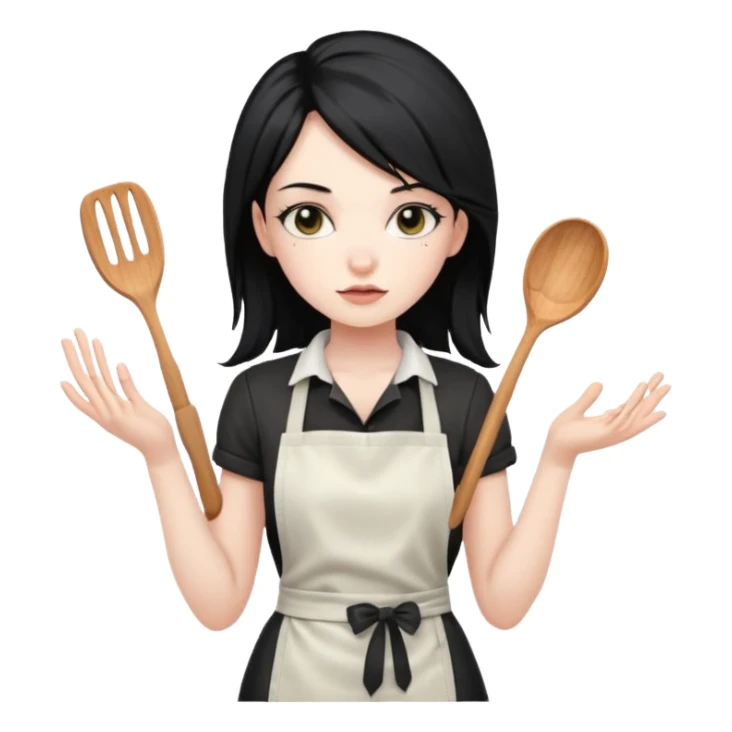 Long black haired Punk girl wearing an cooking apron  sticker