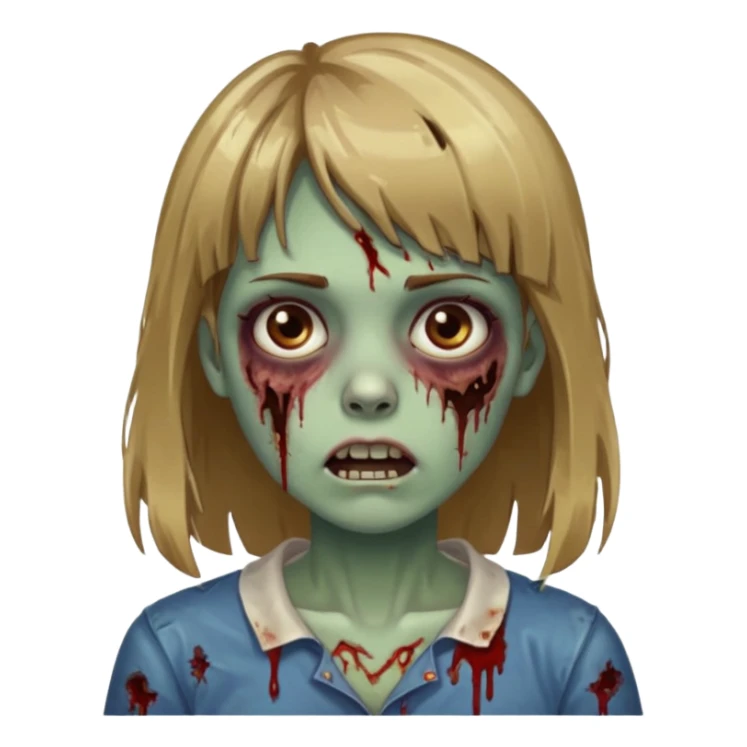faça uma garota zumbi de cabelo castanho com mechas loiras e com franja sticker
