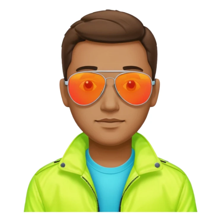 Neon theme man wearing reflective aviator sunglasses sticker