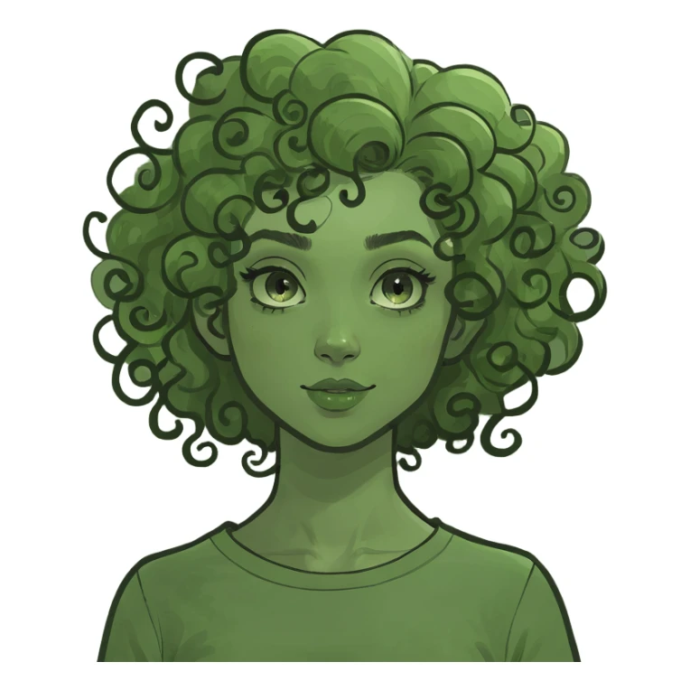 girl with curly hair sticker