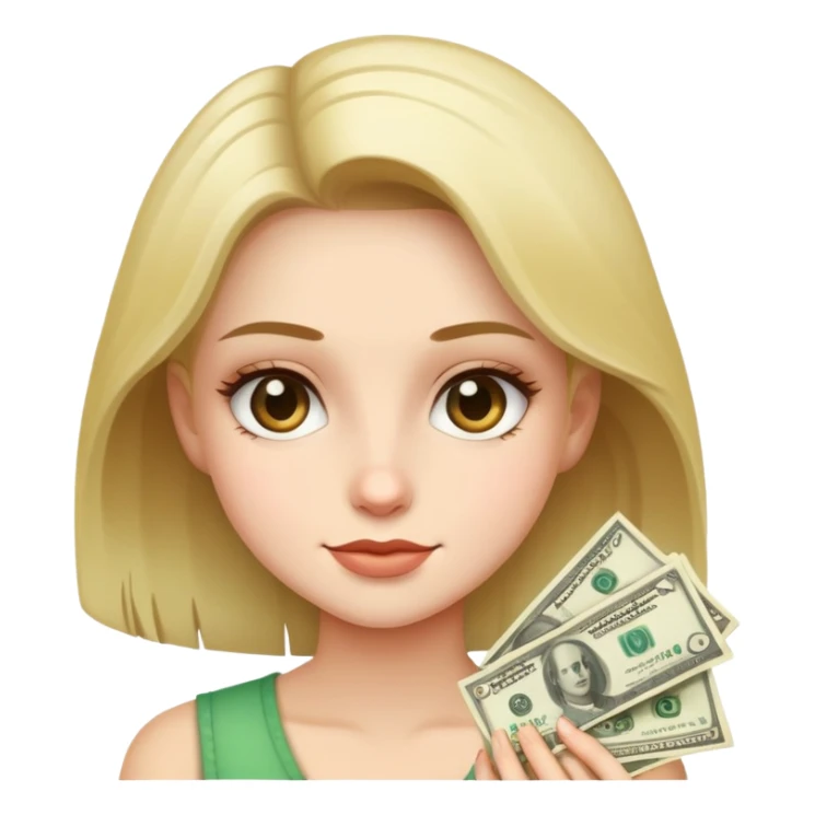 Girl with cash sticker