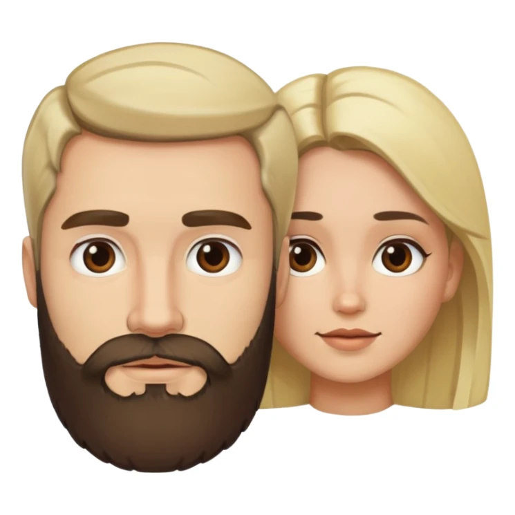 Blonde man with beard and dark brown bob woman sticker