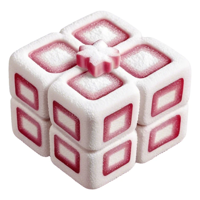 Turkish Delight Cinematic Realistic Turkish Delight Dessert Emoji, depicted as a single, delicate piece of Turkish delight dusted with powdered sugar, rendered with intricate textures and soft, inviting lighting. sticker