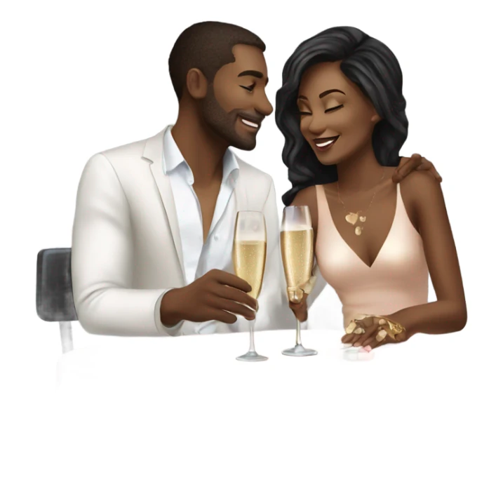 Romantic date for beautiful fashionable couple drinking champagne  sticker