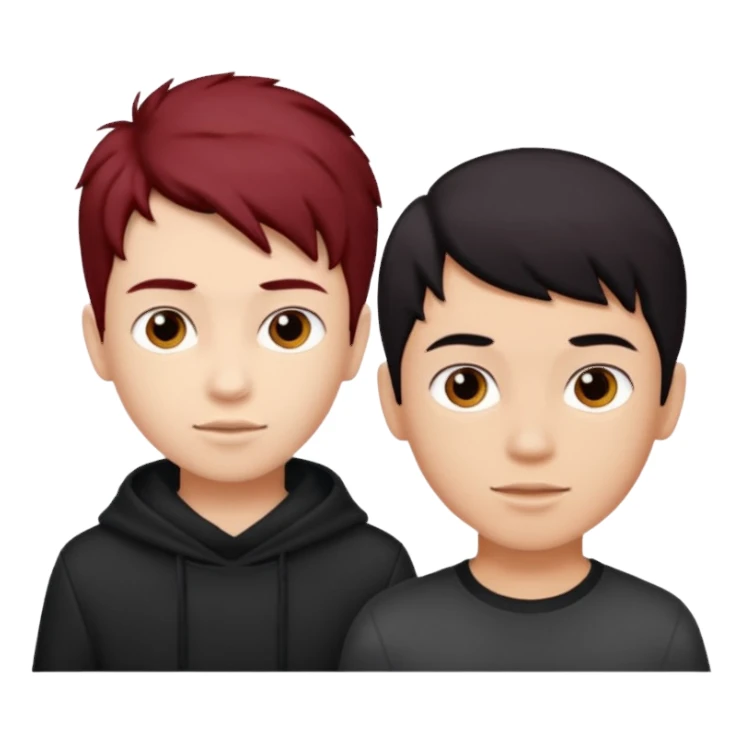 Do boy with dark red hair and another boy with black hair but it should be same boy sticker