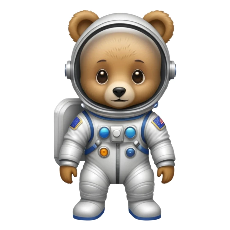 Generate a full set of emojis "A bear cub in a spacesuit" sticker