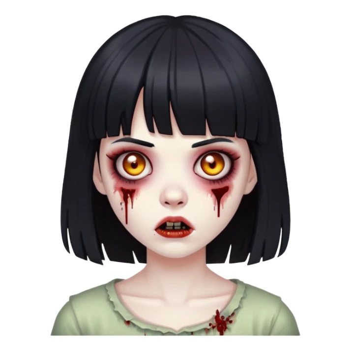 girl zombie with black hair and bangs sticker