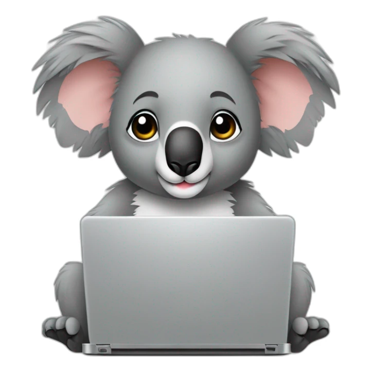 Koala-wearing-square-and-white-tee-working-on-a-black-laptop sticker