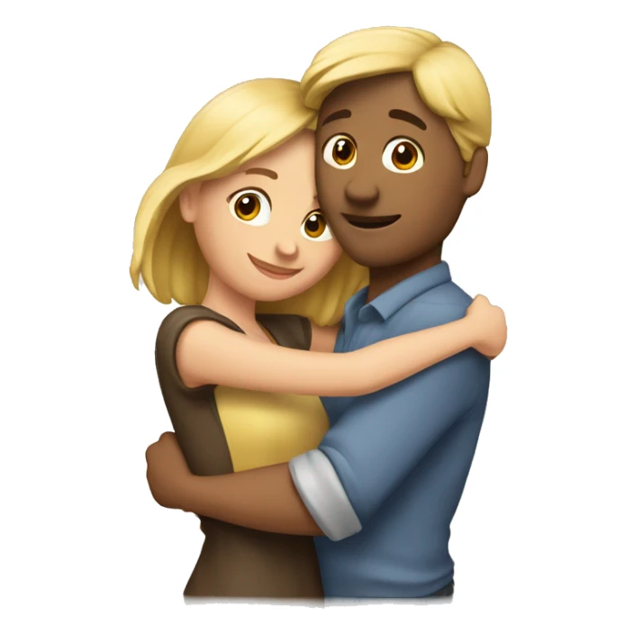 Couple hug. Sie hat braune Haare,er blonde sticker