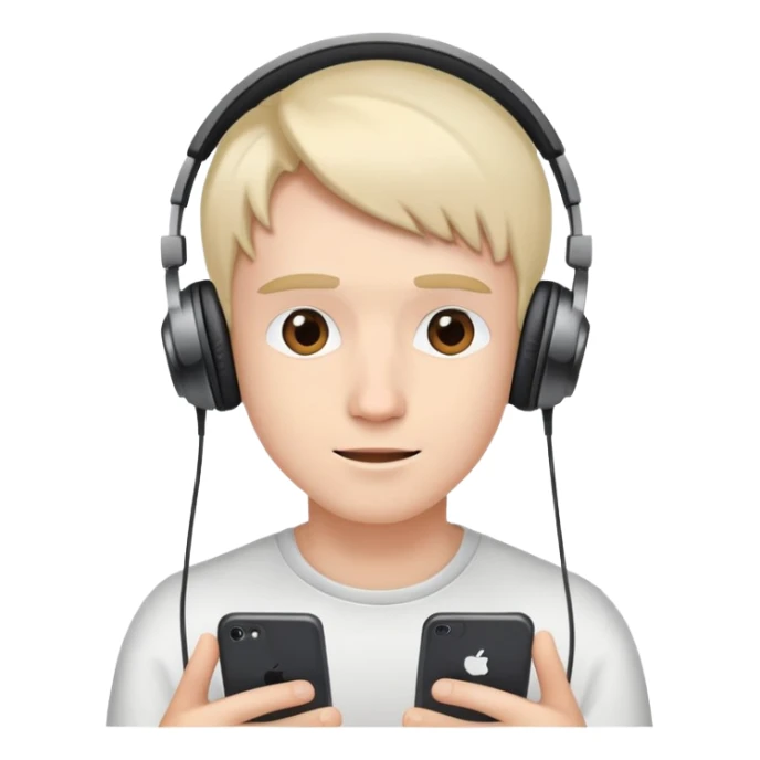 person watching YouTube videos, content creator with headphones sticker