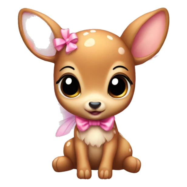 baby deer with fairy wings and a pink bow around its neck  sticker