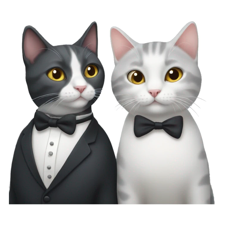 Grey cat and tuxedo cat together  sticker