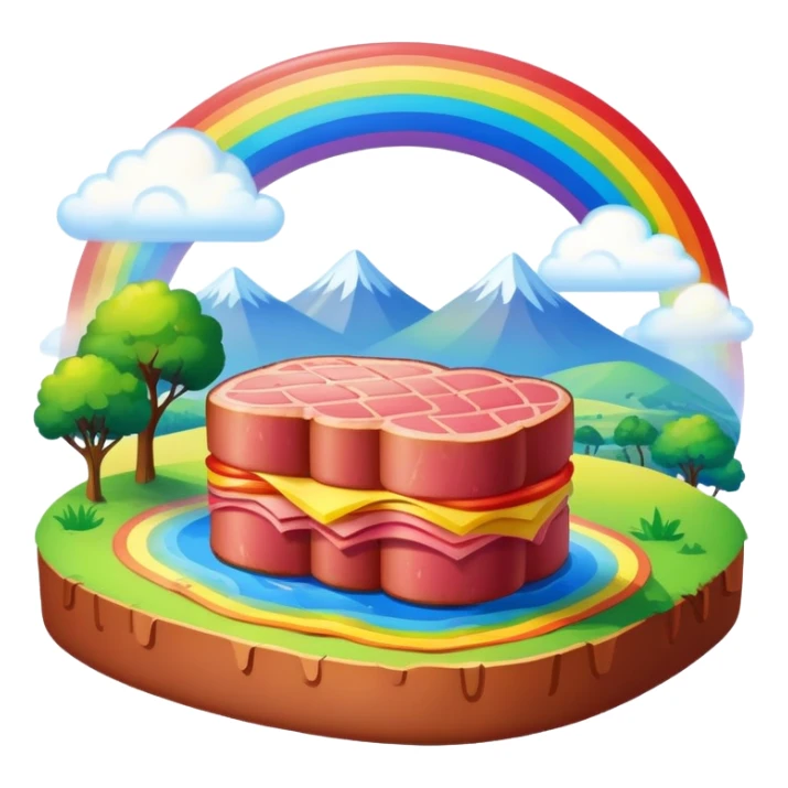 SPAM meat country landscape with rainbow  sticker