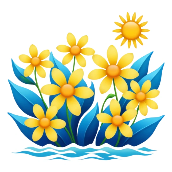 Flowers ,sea and sun emojis sticker