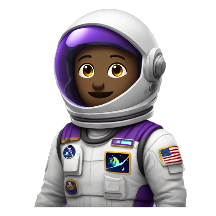 astronauta morado con el visor cerrado,que no se vea su rostro y que tenga traje negro sticker