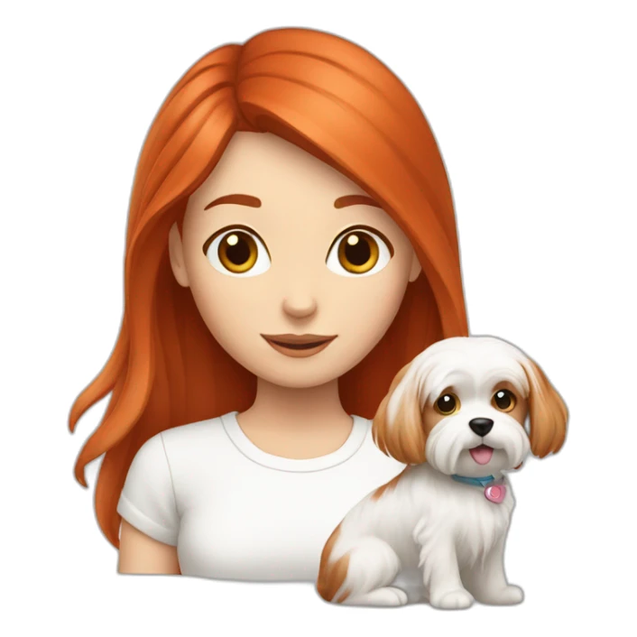 Red-haired girl with Maltese dog sticker