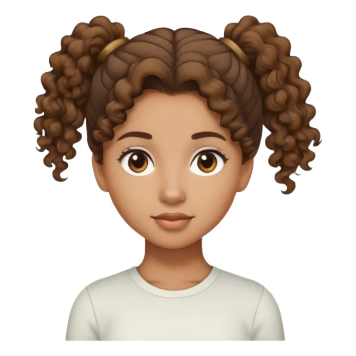 mixed girl with curly brown hair n ponytail sticker