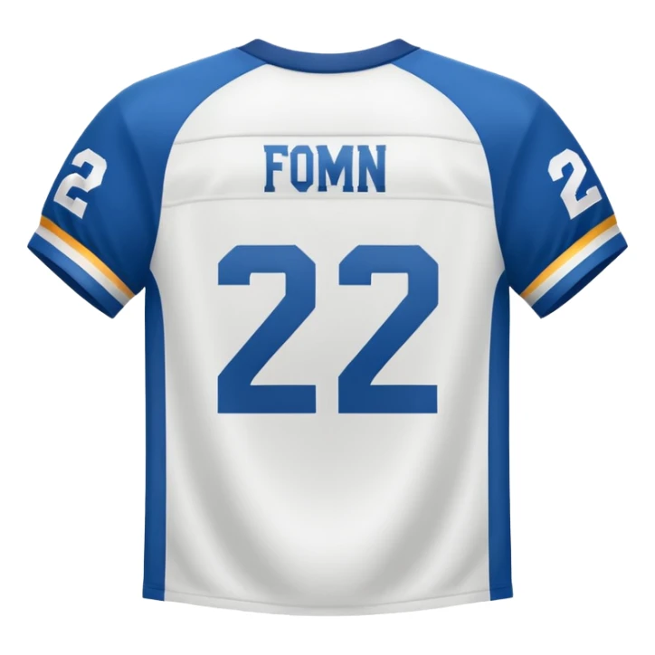 White football jersey at the back with number 22 sticker