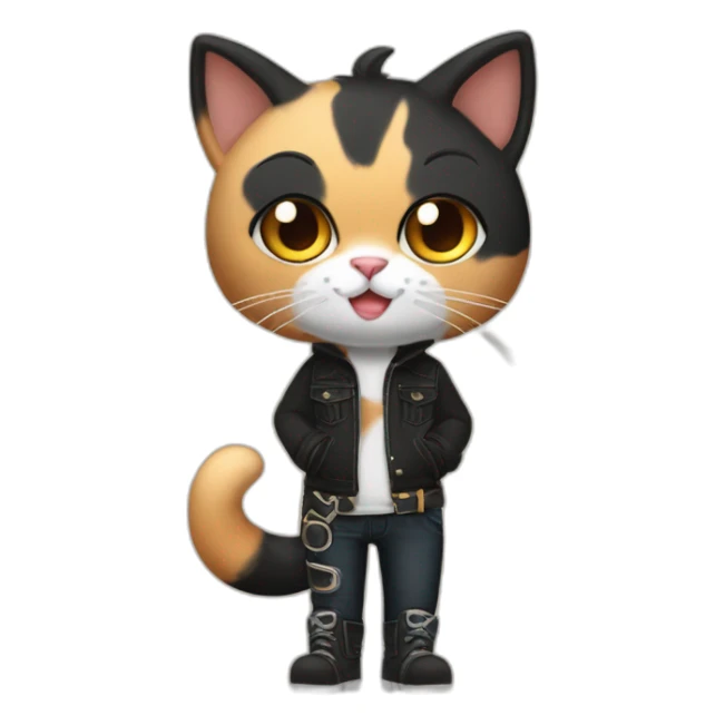 Halloween Meowscles is a buff anthropomorphic calico  cat  he has a shadow design with black  jeans sticker
