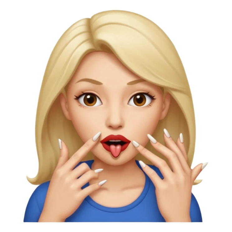 Big lips long nails bestie circle head biting her 1 nail sticker